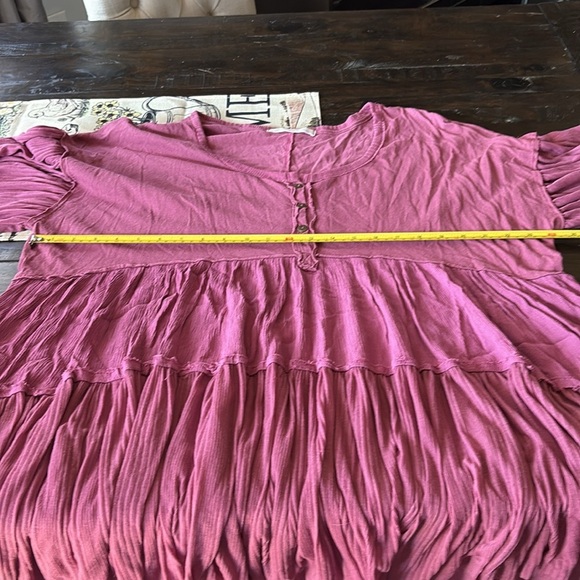 Free People Women's Pink Button-Front Tunic - Picture 6 of 7